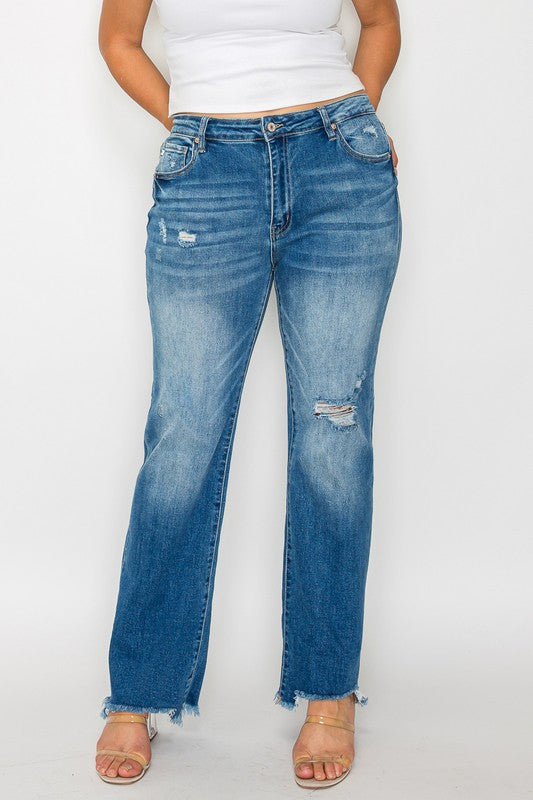 PLUS SIZE MID RISE RELAXED STRAIGHT LEG JEAN