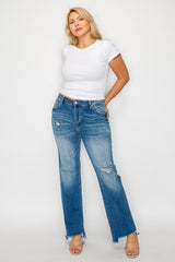 PLUS SIZE MID RISE RELAXED STRAIGHT LEG JEAN