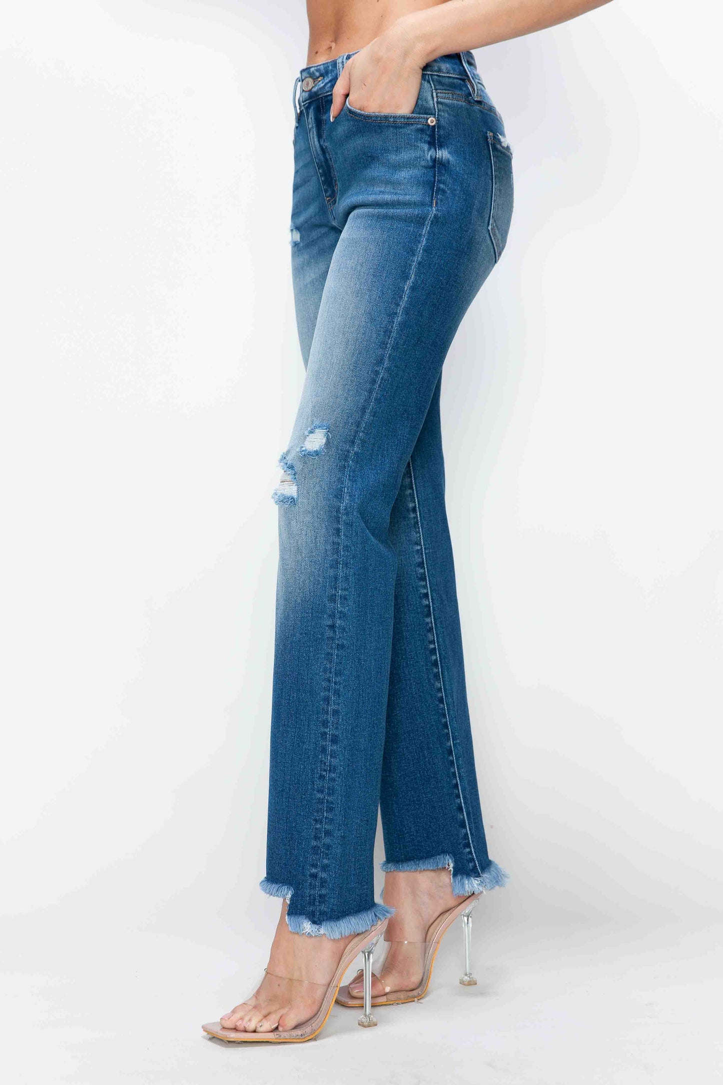 mid rise relaxed straight leg jean