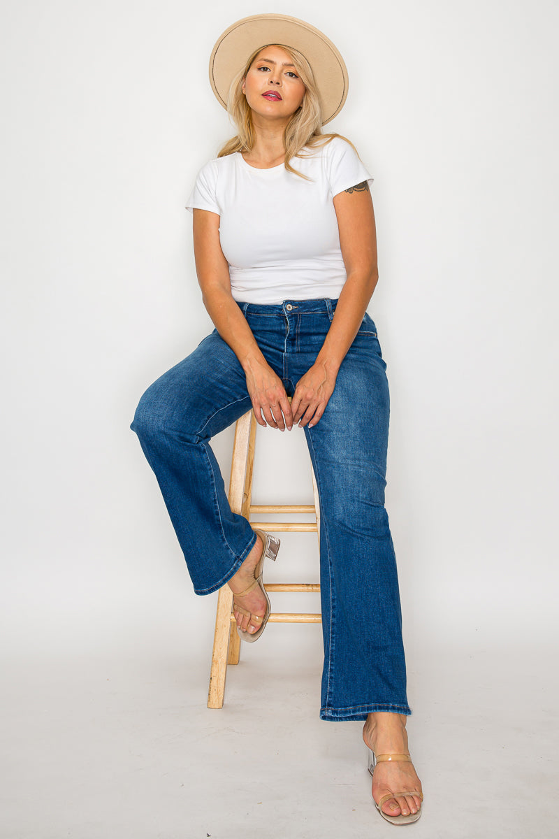 high rise straight leg jean
