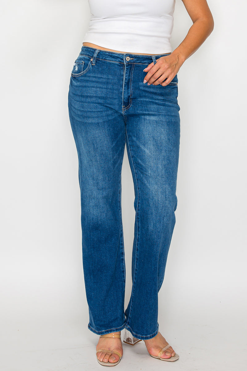 high rise straight leg jean