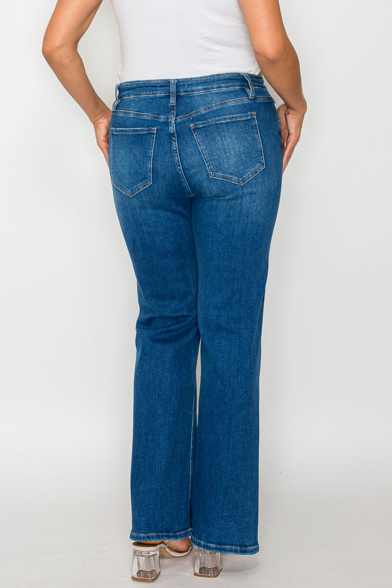 high rise straight leg jean