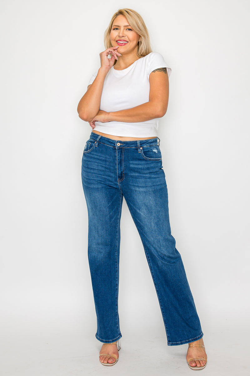 high rise straight leg jean