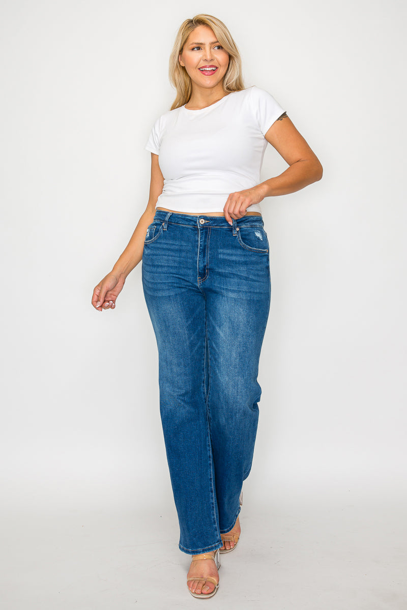 high rise straight leg jean