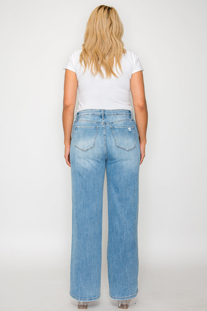 high rise straight leg jean