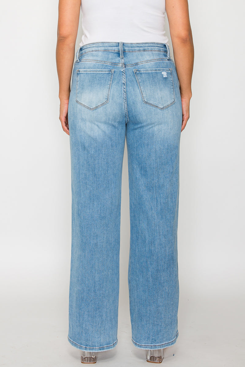 high rise straight leg jean