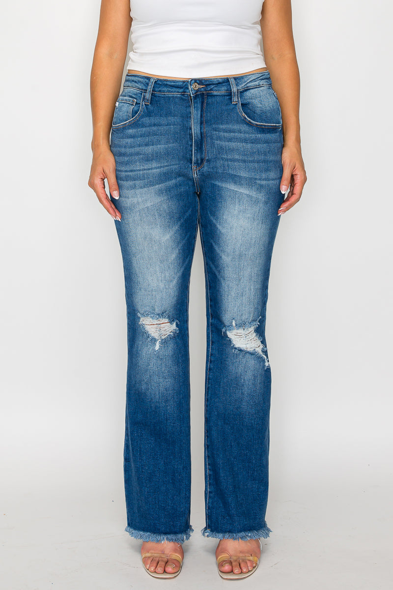 PLUS SIZE HIGH RISE BOOT CUT LEG