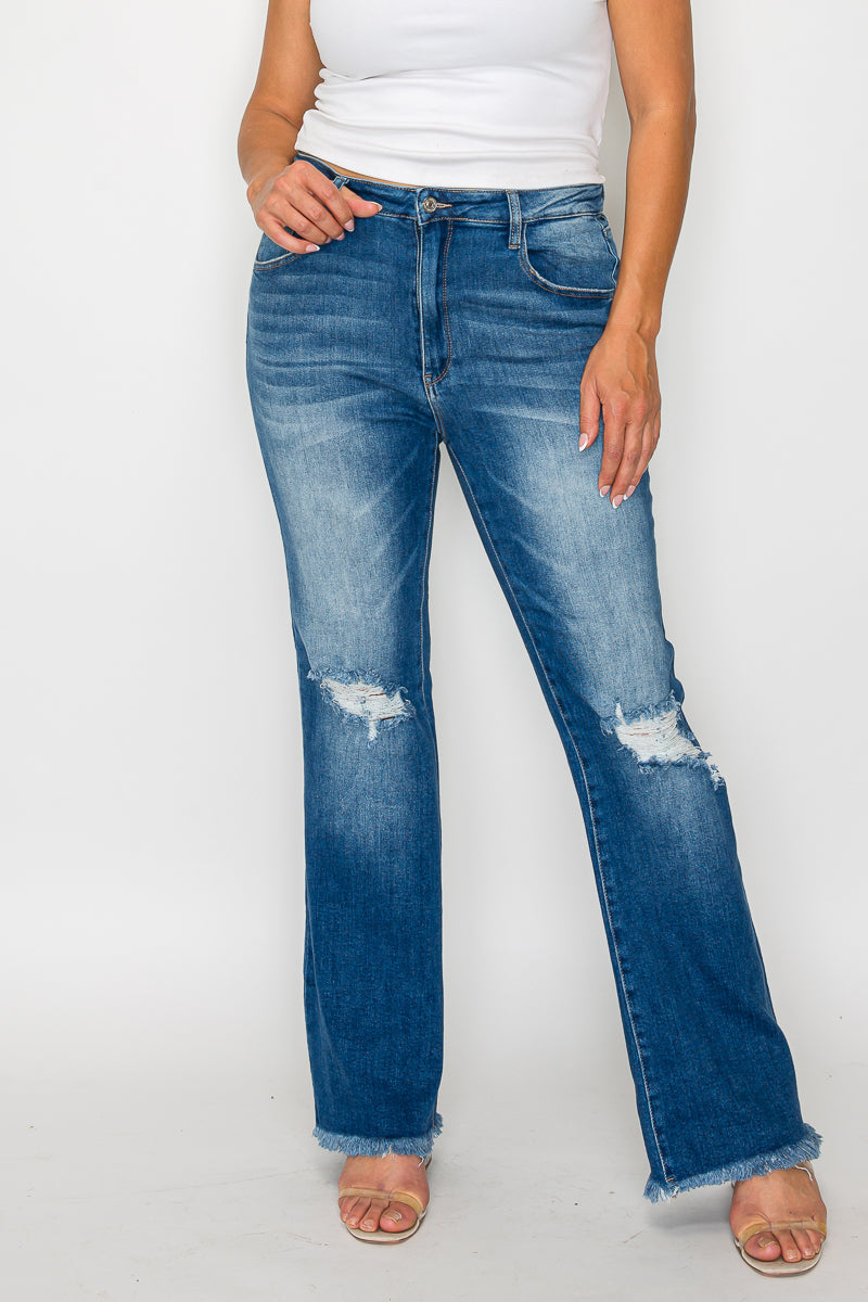 PLUS SIZE HIGH RISE BOOT CUT LEG