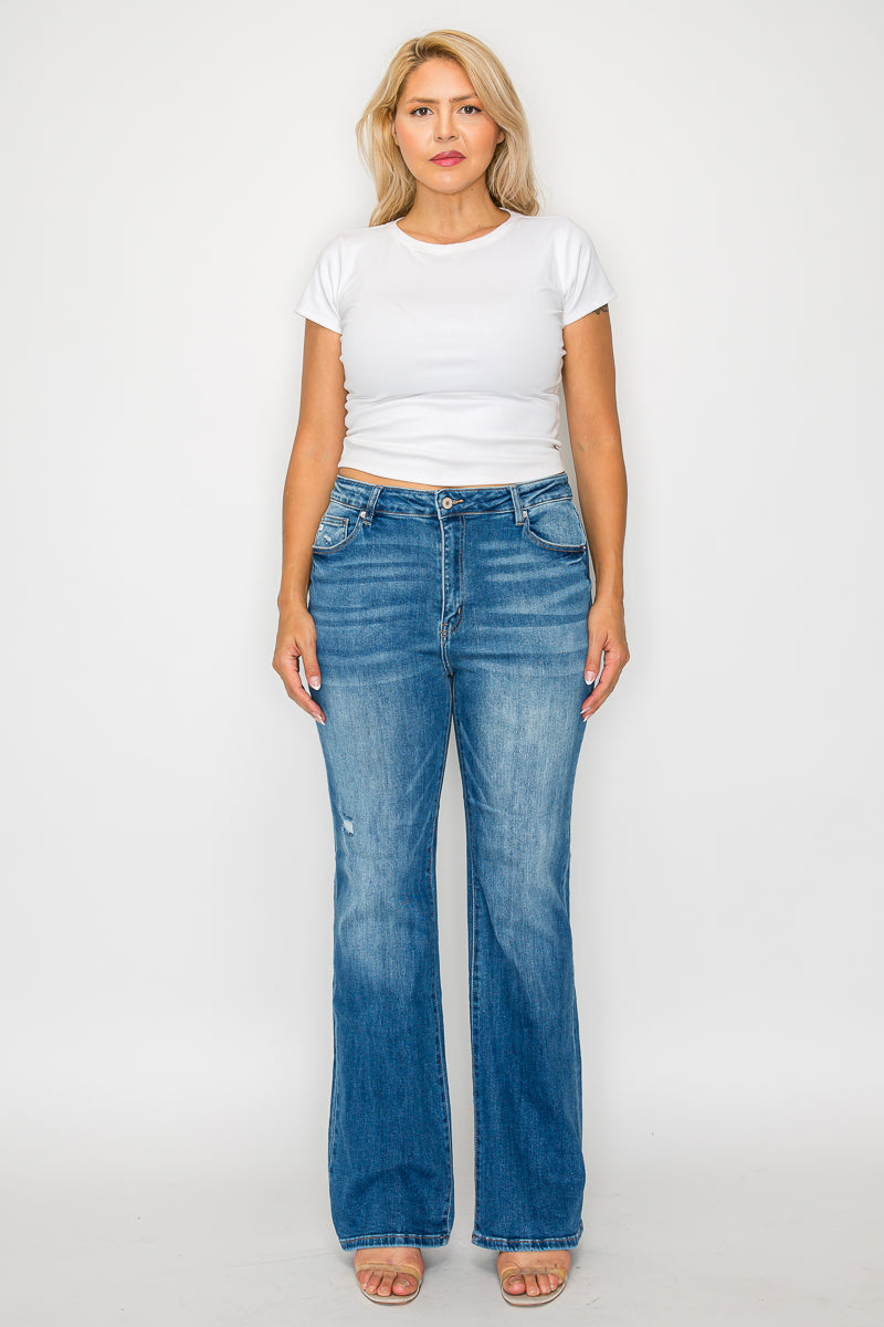 PLUS SIZE HIGH RISE BOOT CUT LEG