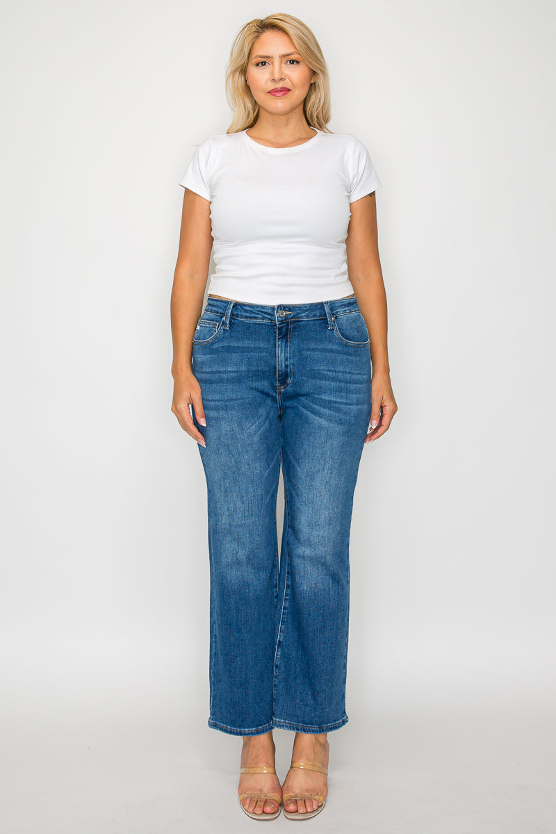 PLUS SIZE MID RISE ANKLE STRAIGHT LEG JEAN