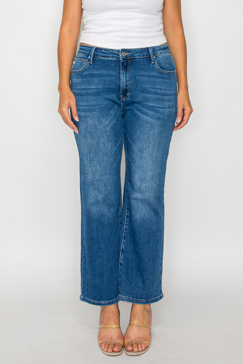 mid rise ankle straight leg jean