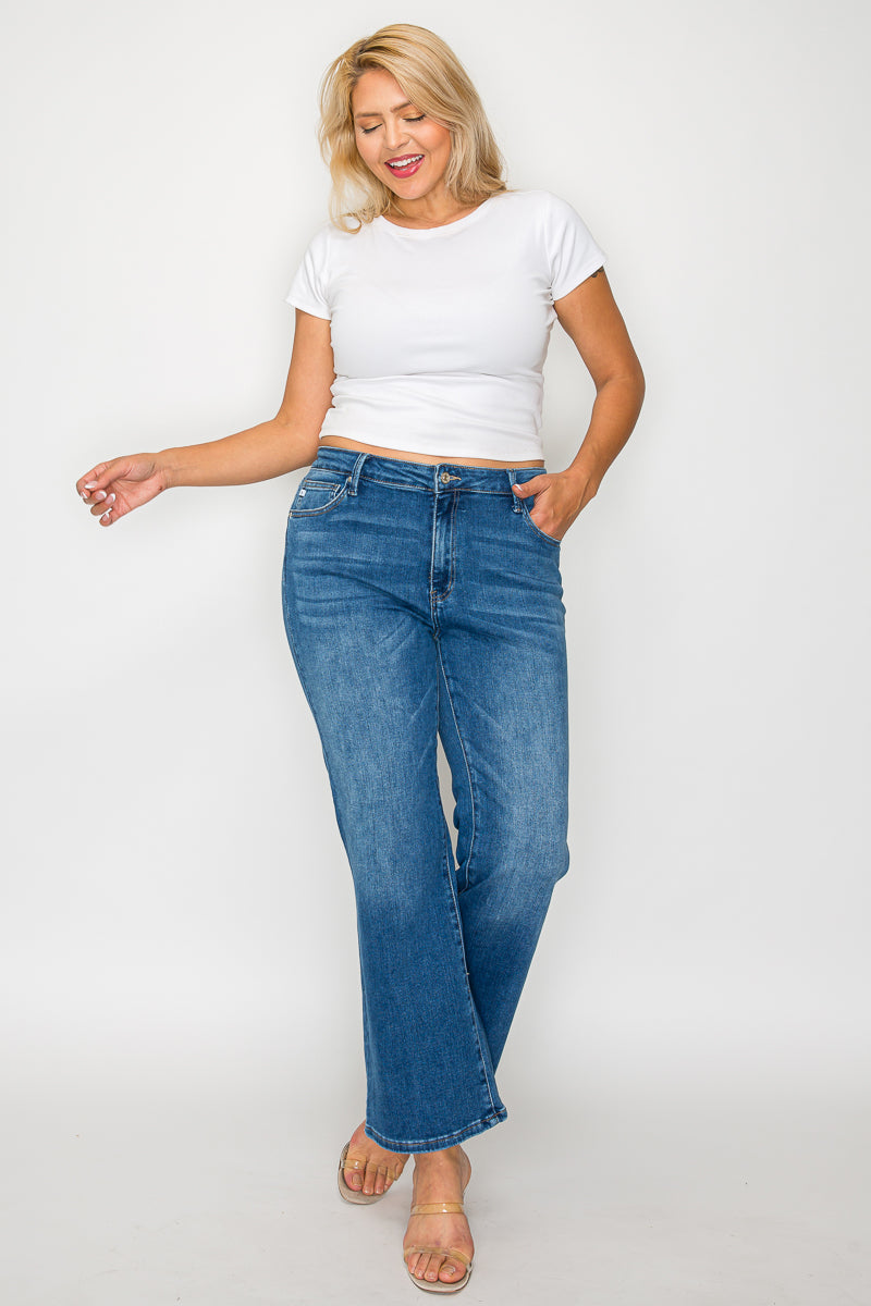 mid rise ankle straight leg jean
