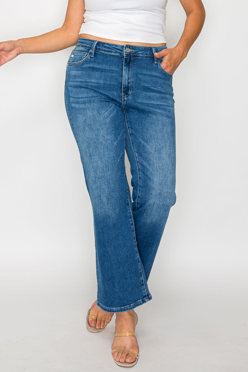 mid rise ankle straight leg jean