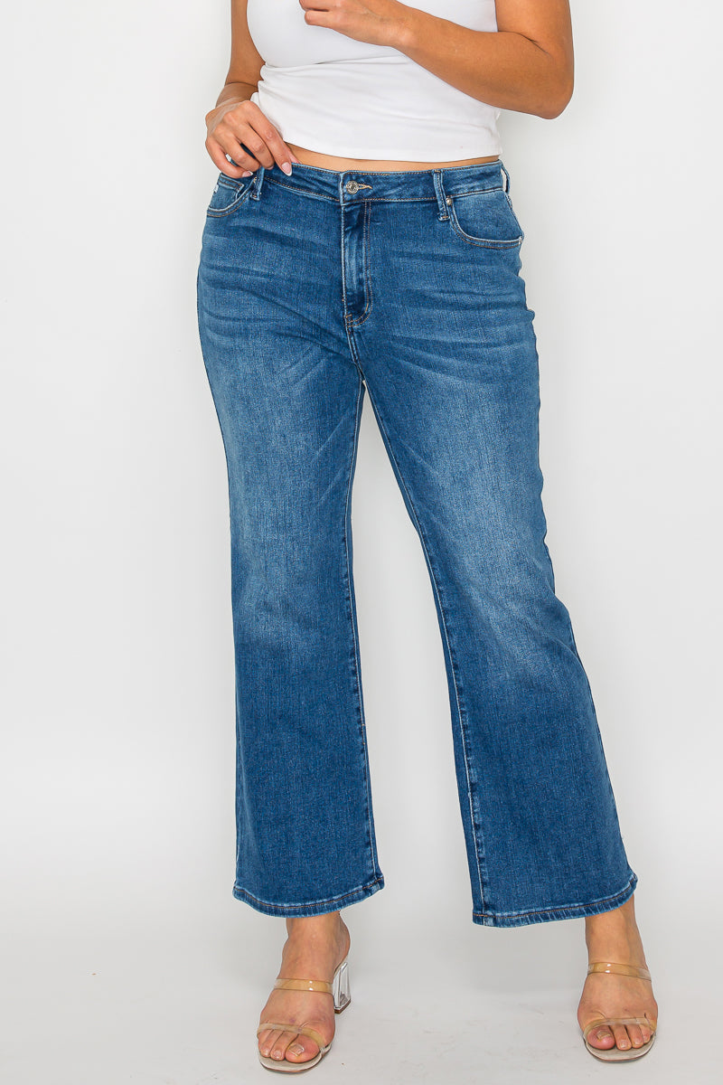 mid rise ankle straight leg jean