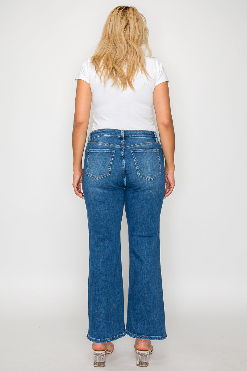 mid rise ankle straight leg jean