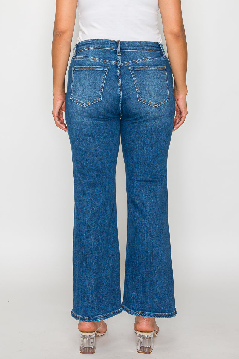 mid rise ankle straight leg jean