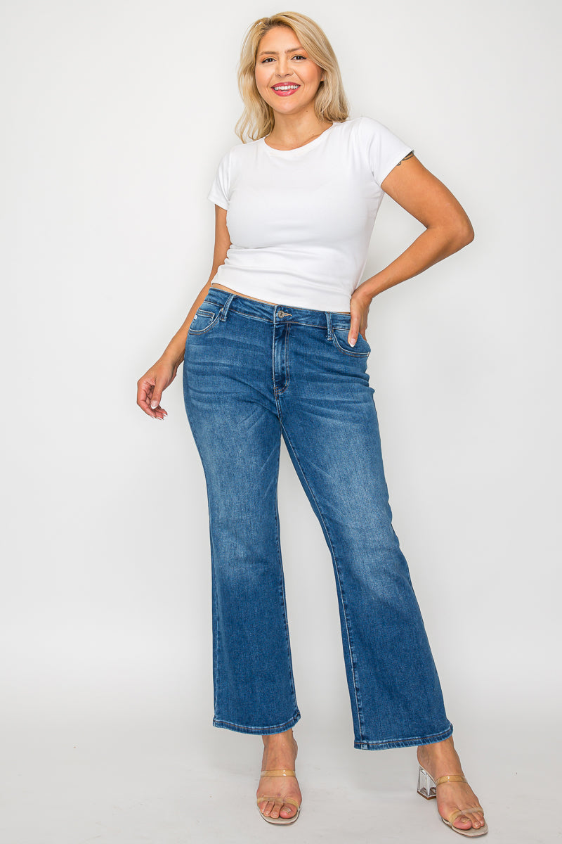 PLUS SIZE MID RISE ANKLE STRAIGHT LEG JEAN