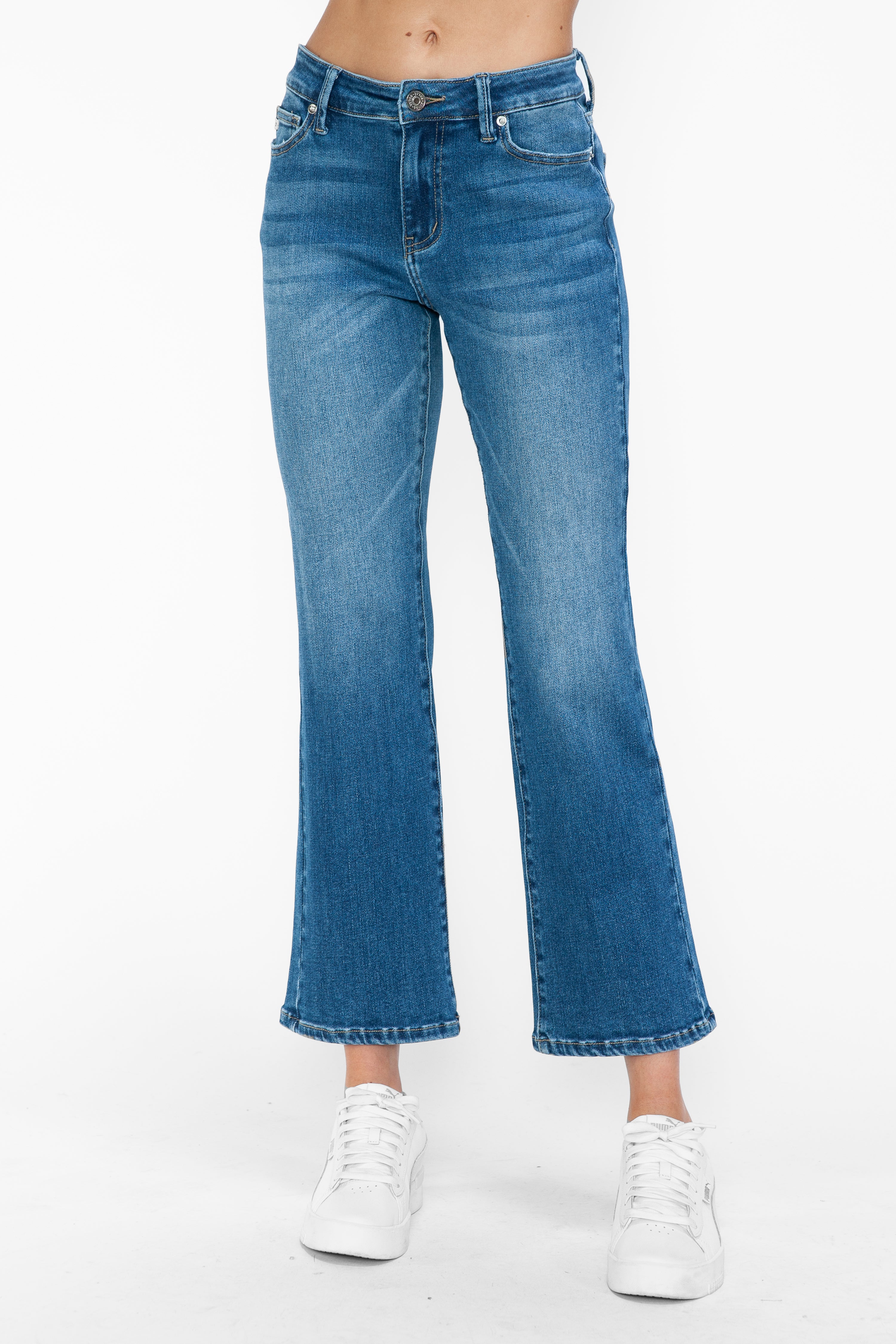 MID RISE ANKLE STRAIGHT LEG JEAN