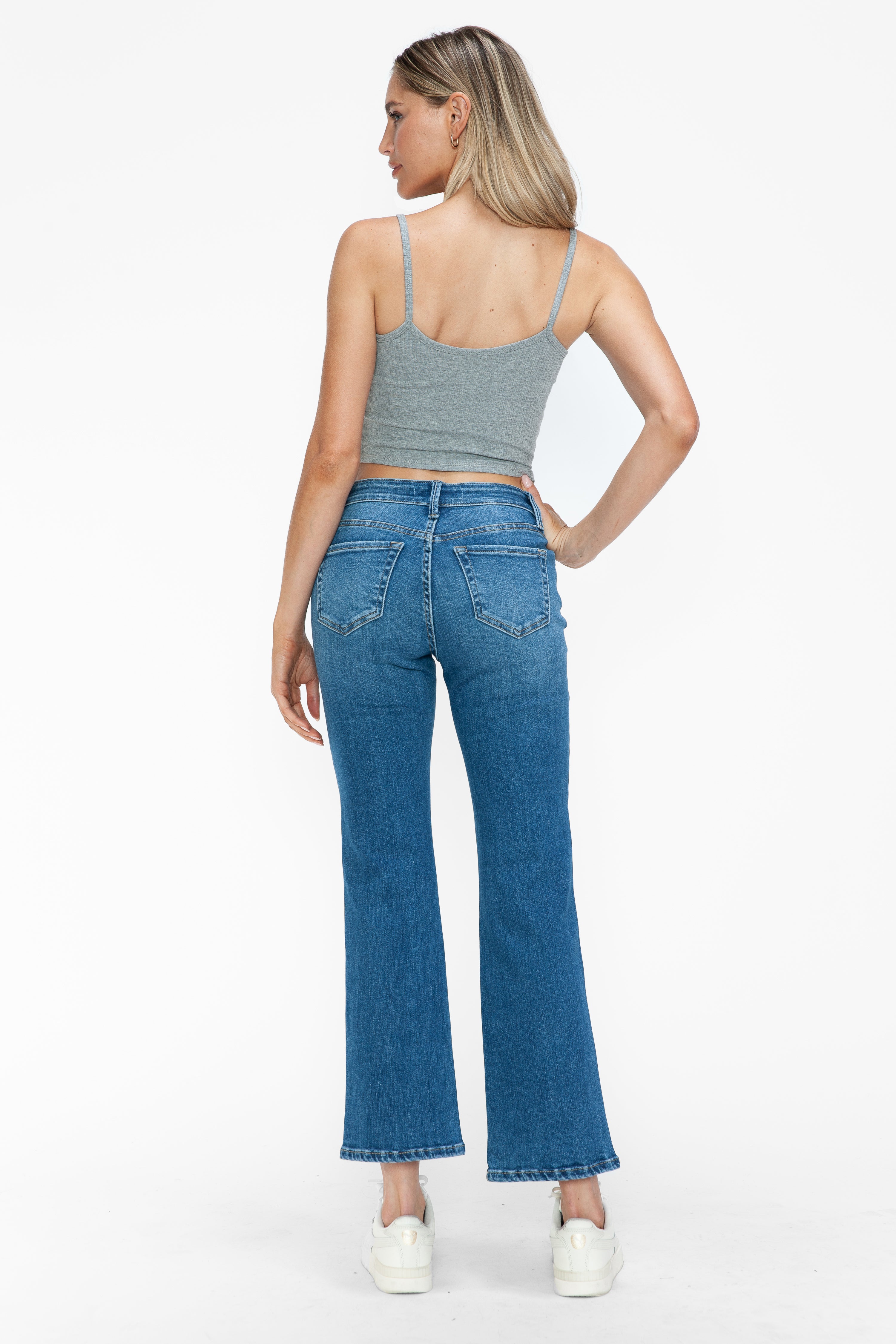 MID RISE ANKLE STRAIGHT LEG JEAN