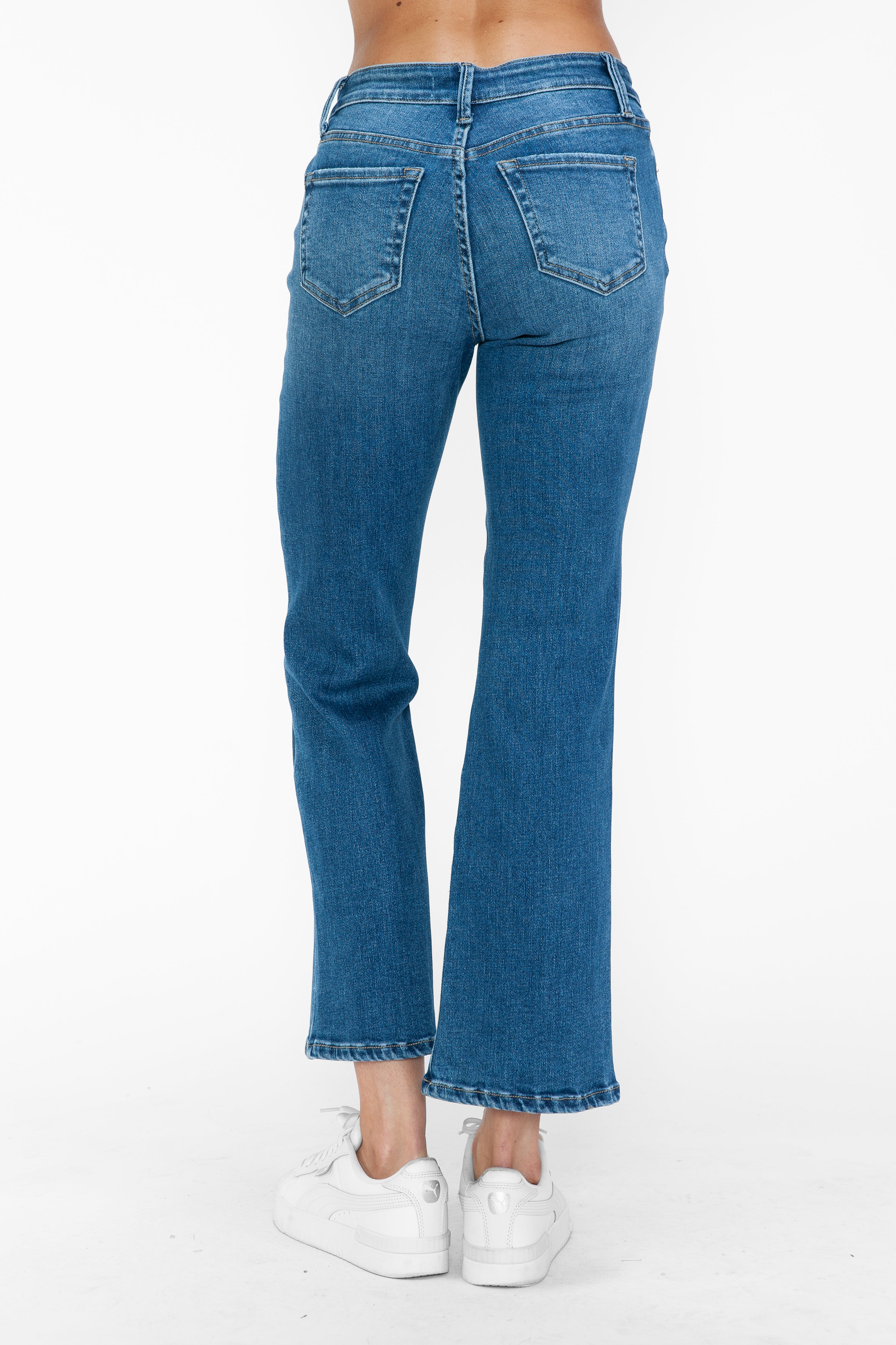 MID RISE ANKLE STRAIGHT LEG JEAN