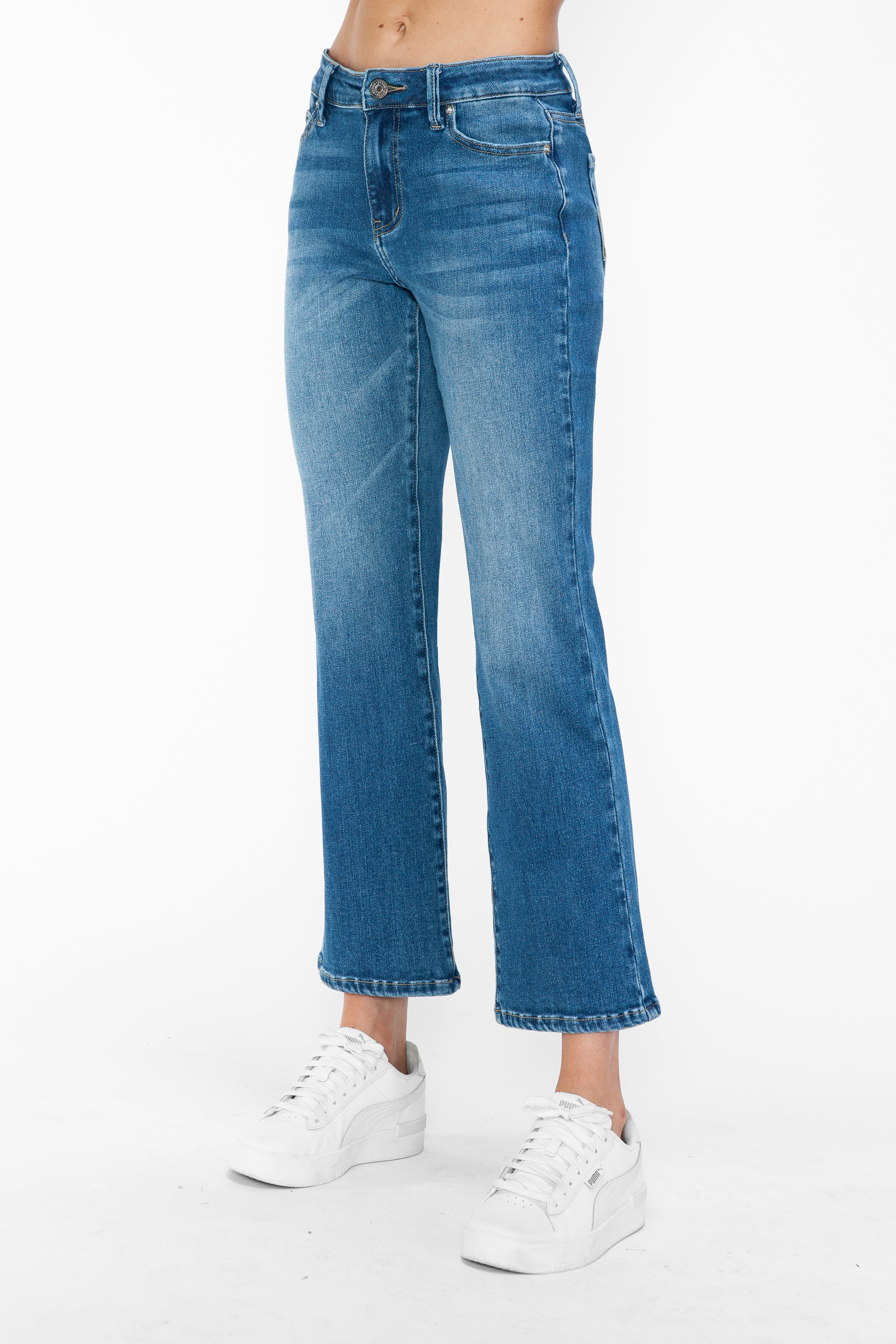 MID RISE ANKLE STRAIGHT LEG JEAN