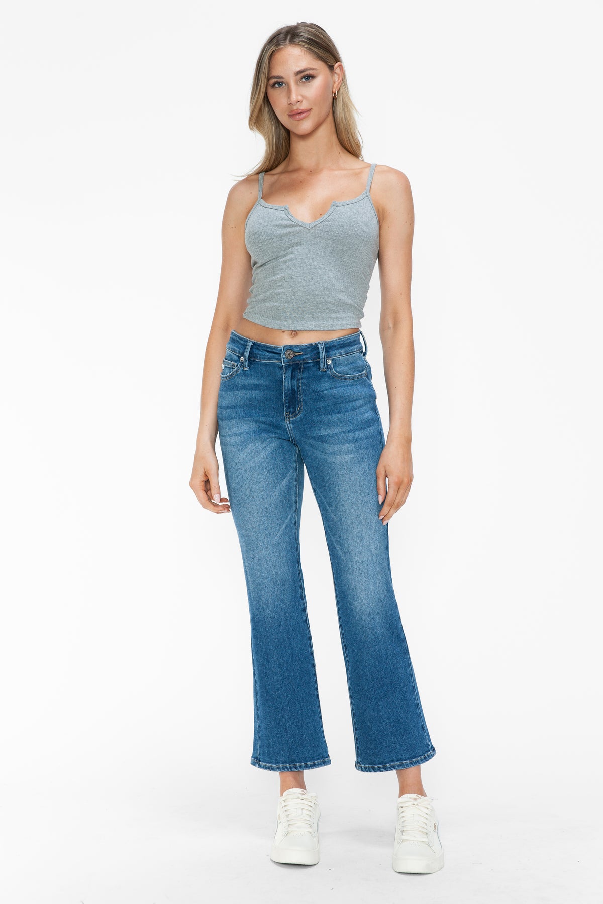 MID RISE ANKLE STRAIGHT LEG JEAN