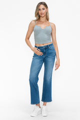 MID RISE ANKLE STRAIGHT LEG JEAN