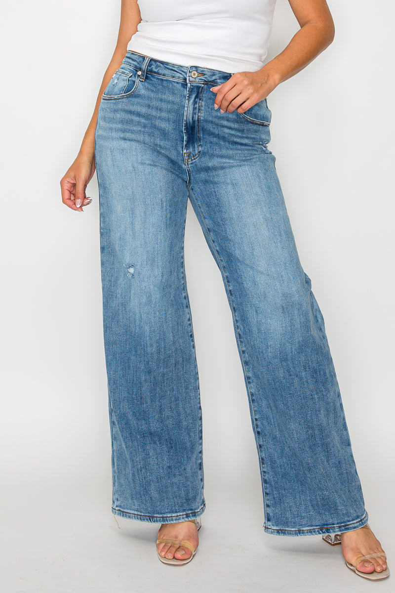 PLUS SIZE HIGH RISE WIDE LEG JEAN