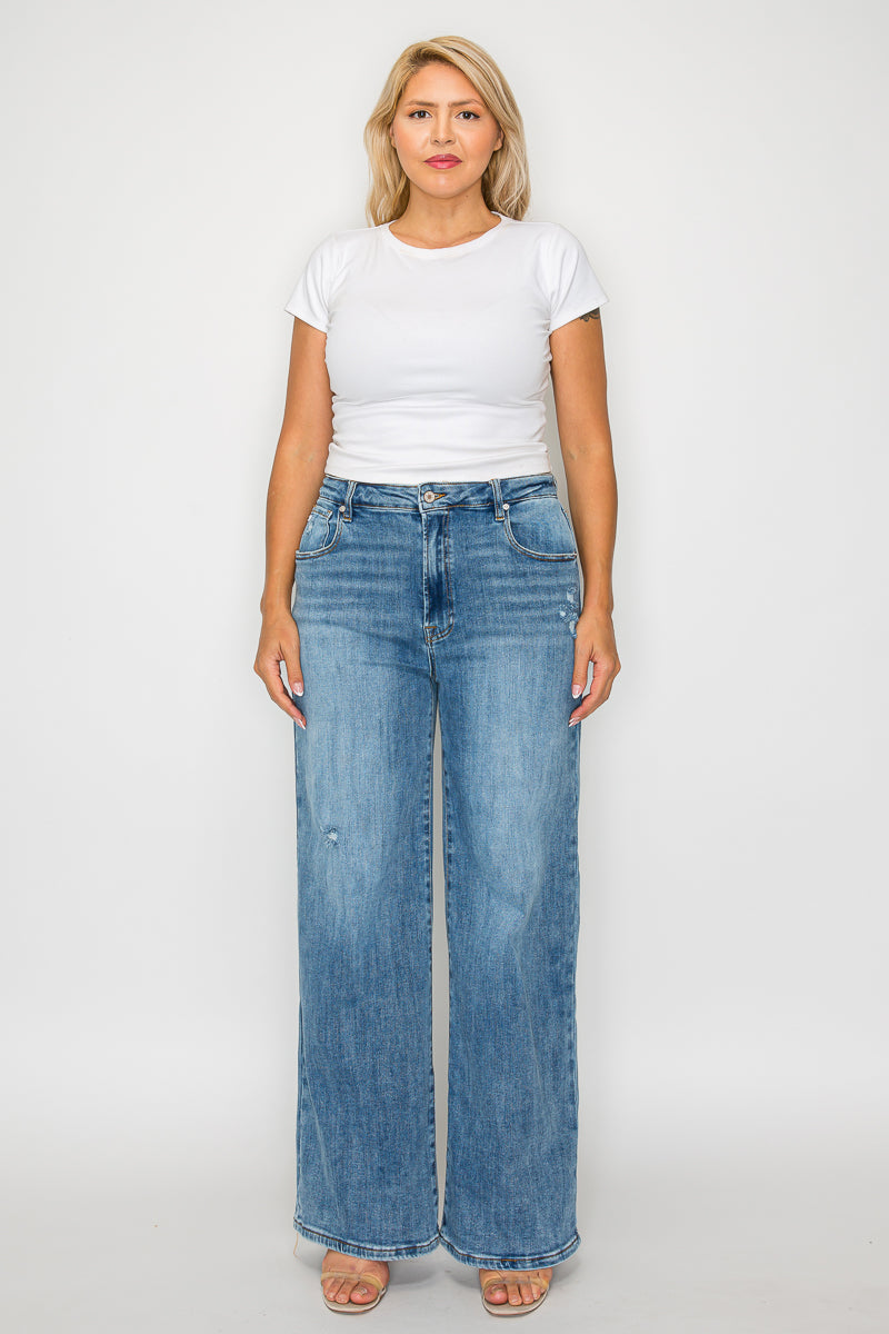 high rise wide leg jean