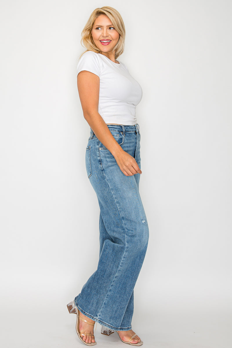 PLUS SIZE HIGH RISE WIDE LEG JEAN