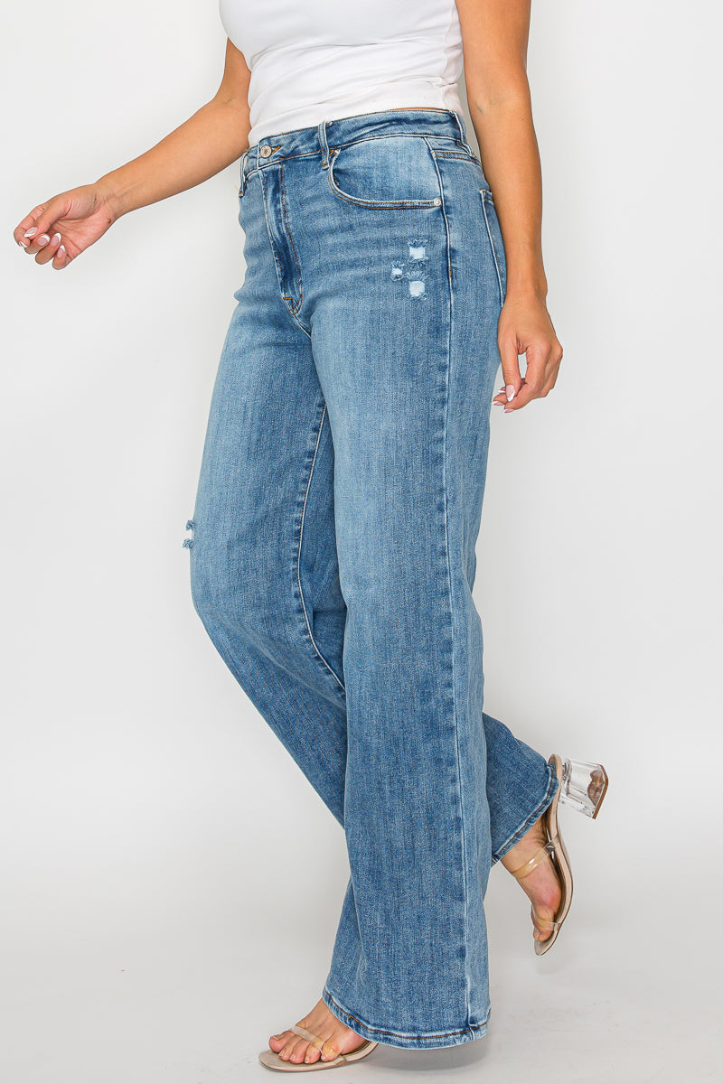 PLUS SIZE HIGH RISE WIDE LEG JEAN