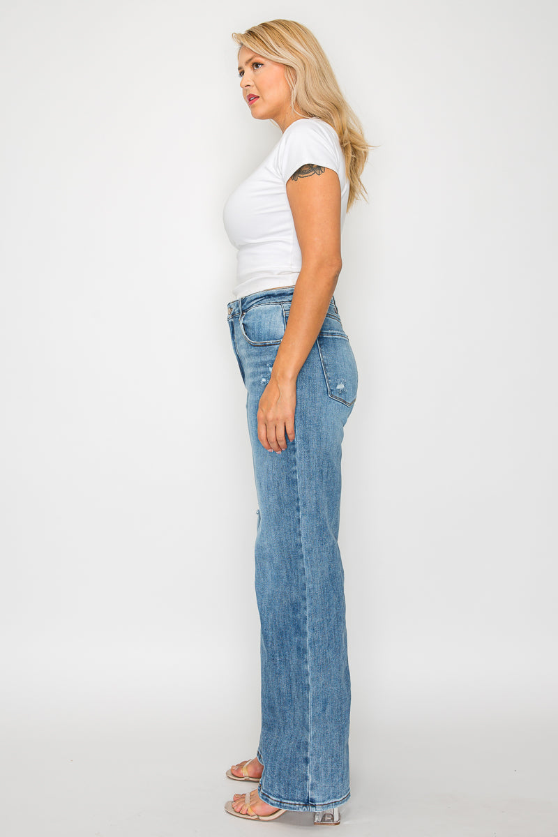 high rise wide leg jean
