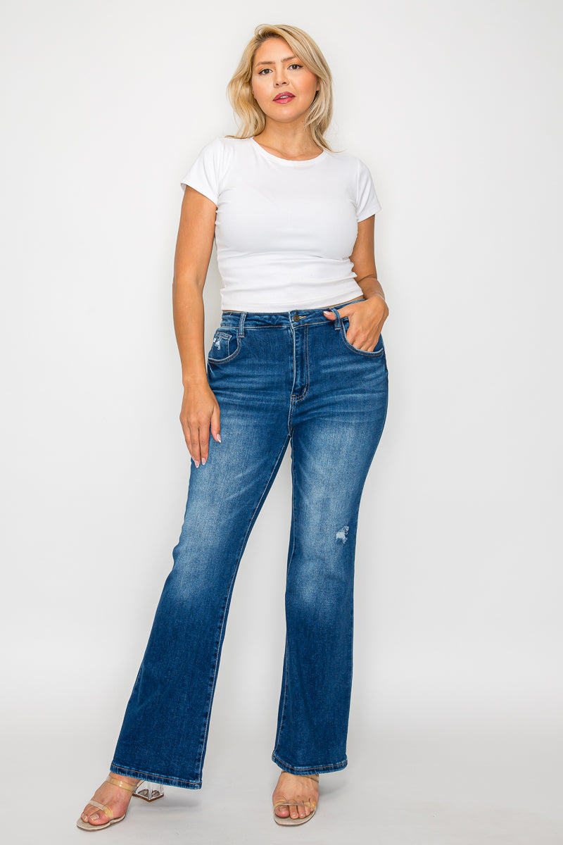 PLUS SIZE HIGH RISE BOOT CUT LEG