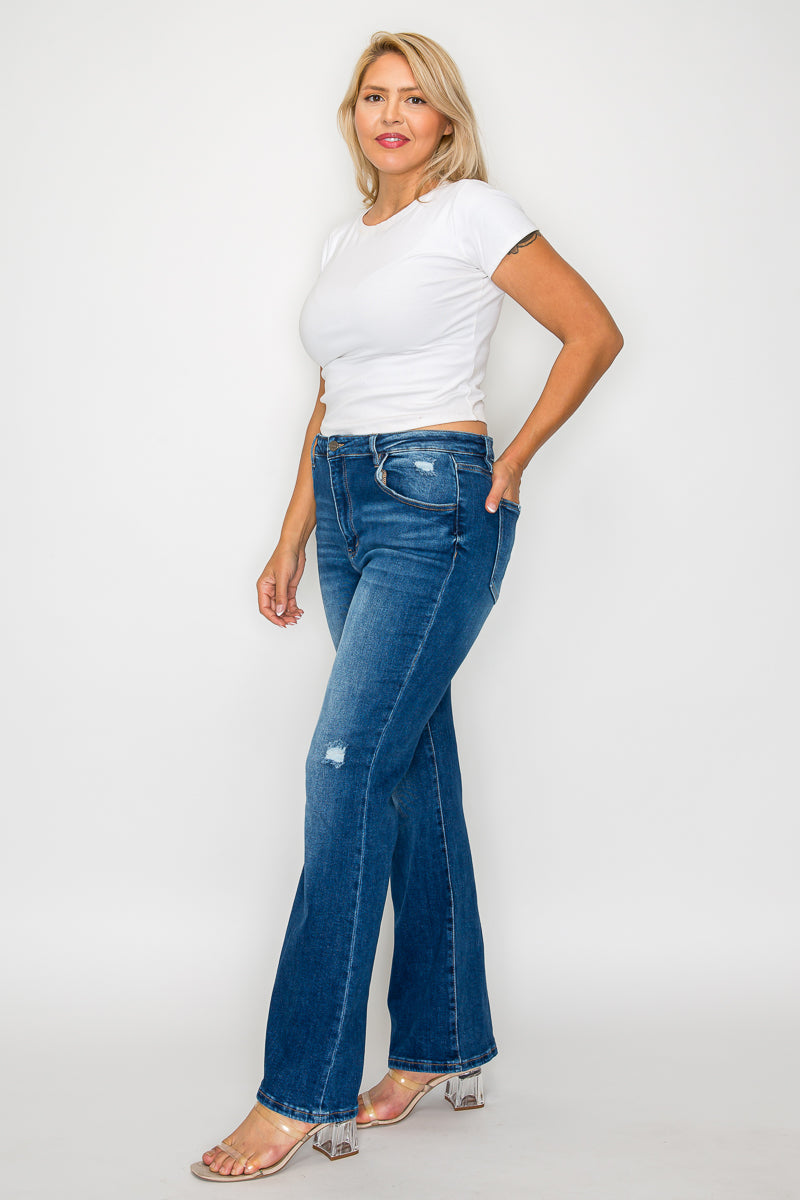 PLUS SIZE HIGH RISE BOOT CUT LEG