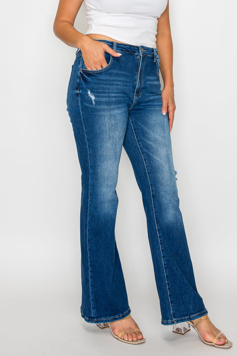 PLUS SIZE HIGH RISE BOOT CUT LEG