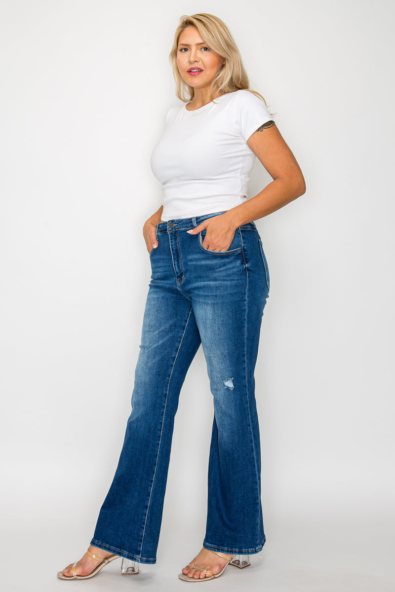 PLUS SIZE HIGH RISE BOOT CUT LEG