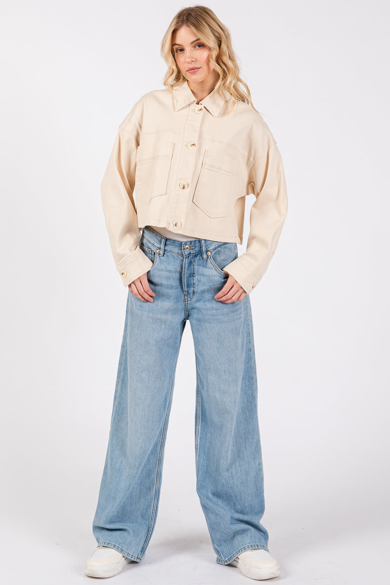 cropped denim-style jacket bytos