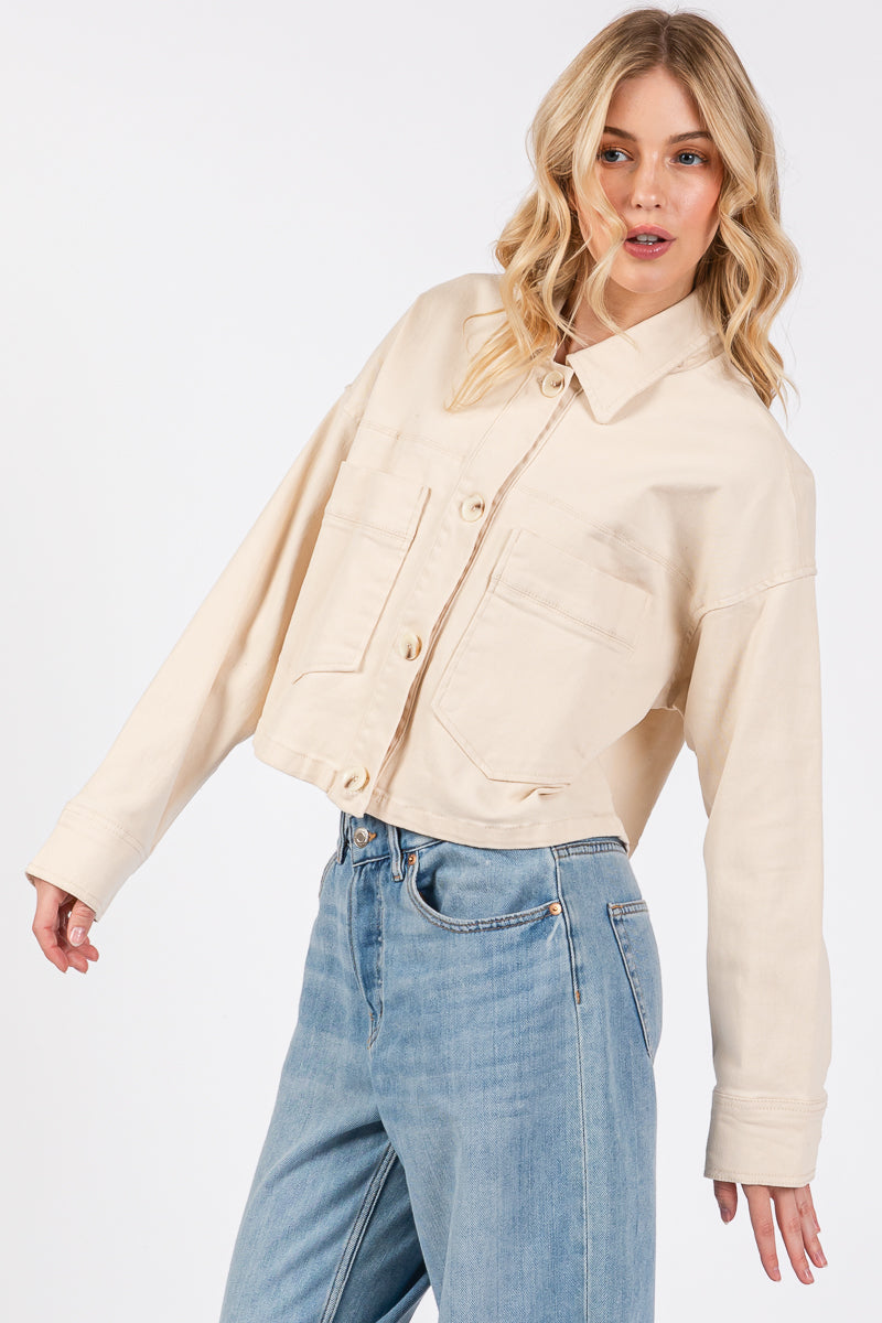 cropped denim-style jacket bytos