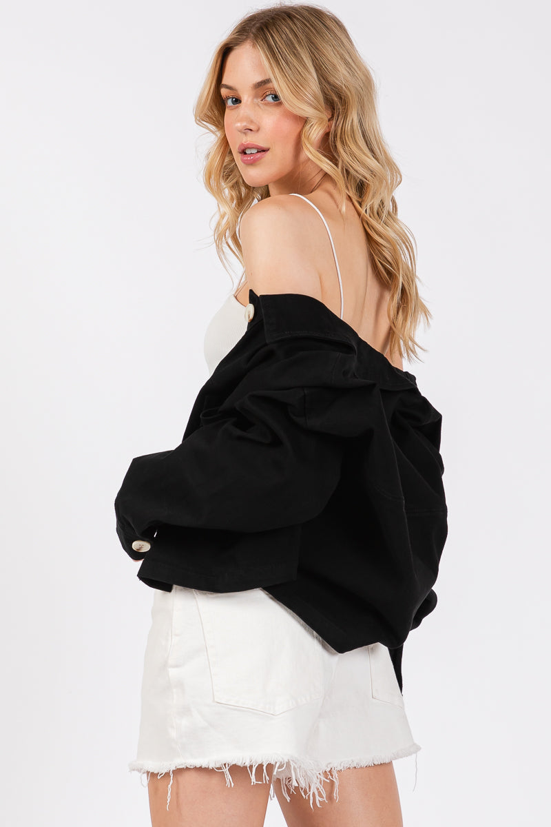 cropped denim-style jacket bytos