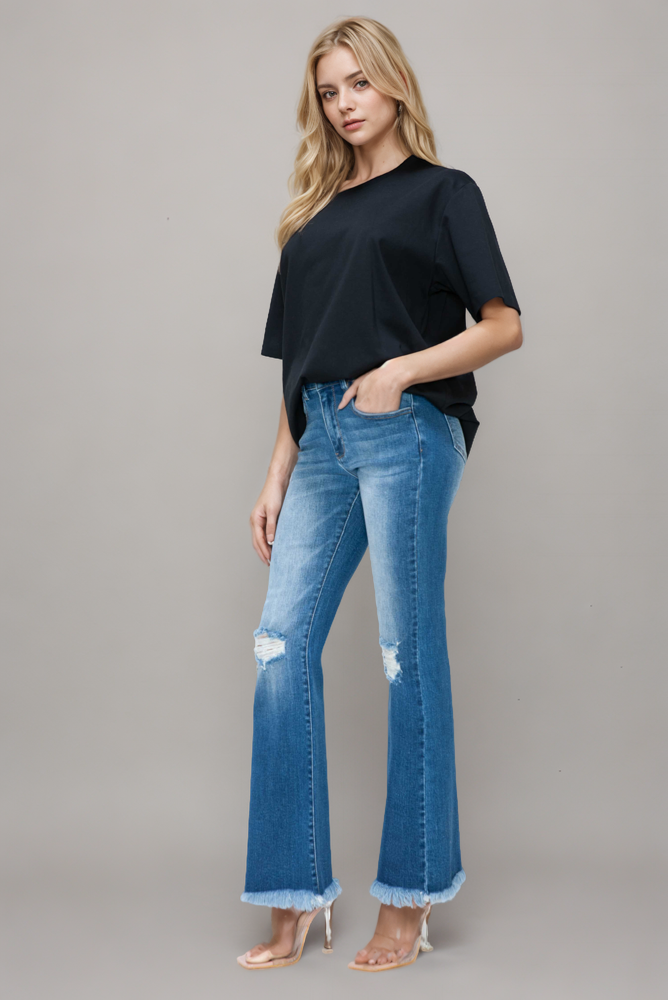 high rise boot cut leg bytos