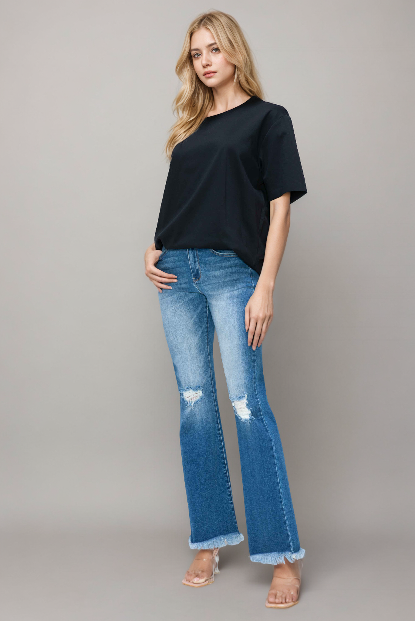 high rise boot cut leg bytos